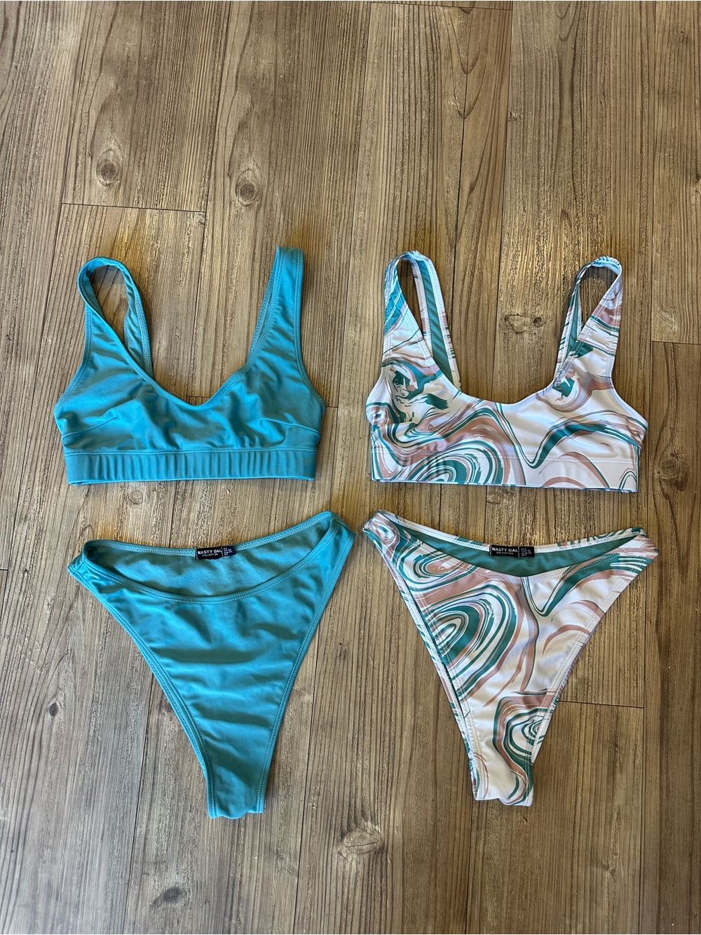 Nasty Gal Women’s Turquoise & Swirl Print Bikini Set